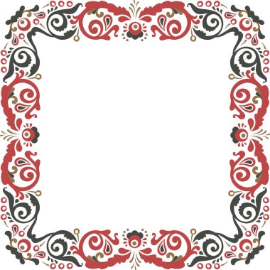 Beyaz arkaplanda Rusça desenli kare sana-renk çerçeve