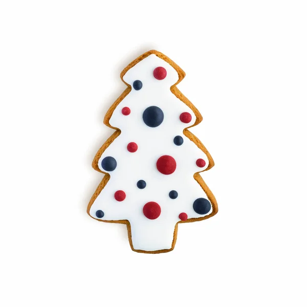 Biscoitos Gengibre Natal Forma Uma Árvore Natal Decorados Com Esmalte — Fotografia de Stock