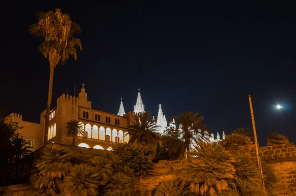 Echter Almudaina Palast und Kathedrale in Palma de Mallorca, Balear — Stockfoto