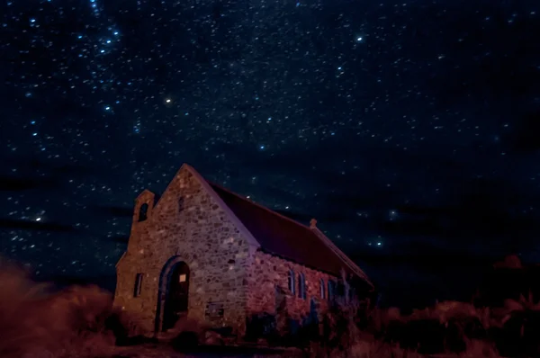 Den gode hyrdes kirke ved Tekaposjøen – stockfoto