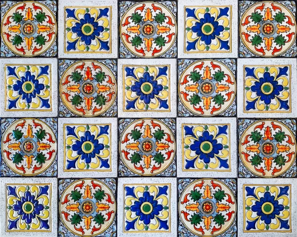 Diseño Floral Vintage Colorido Azulejos Cerámica Decoración Pared — Foto de Stock