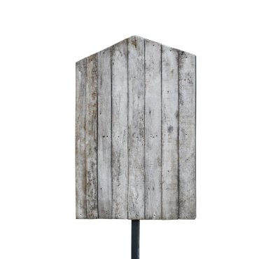 Kırpma yolu, beyaz arkaplanda izole edilmiş eski tahta tahta tabela