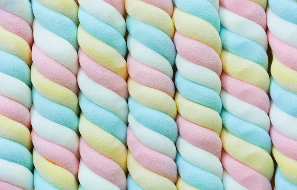 Top View Twisted Pastel Color Marshmallow Texture Background — Stock Photo, Image