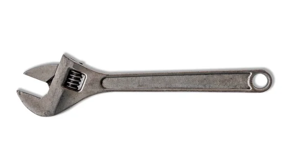 Clipping Path Old Adjustable Wrench Isolated White Background — Stock Photo, Image