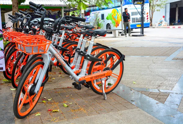 치앙마이 2018 자전거 오솔길 주차되어 자전거 치앙마이에 자전거 네트워크이다 — 스톡 사진