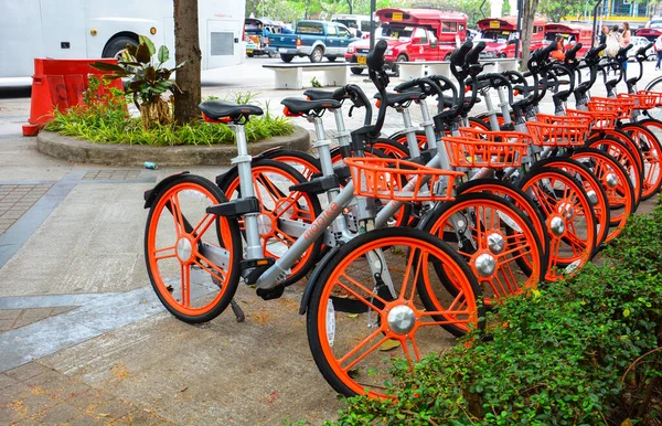 Чиангмай Таиланд Января 2018 Года Городской Велосипед Ряд Парковки Mobike — стоковое фото