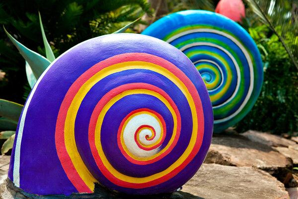 Colored spiral shape of the cochlea