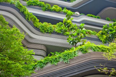 Yeşillik ve ağaçları ile modern teraslar