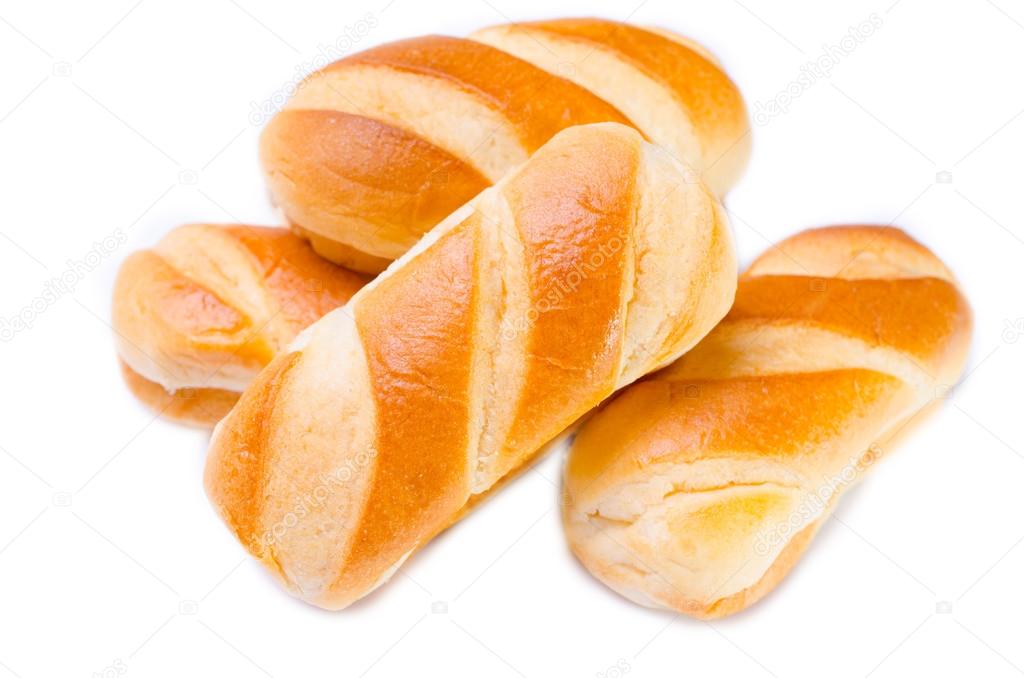 buns with sweet cream on white background