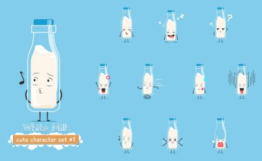 Bir şişe beyaz süt karakteri simgesi. Cyan arka planda izole edilmiş. Bir şişe beyaz süt karakteri ifadesi.