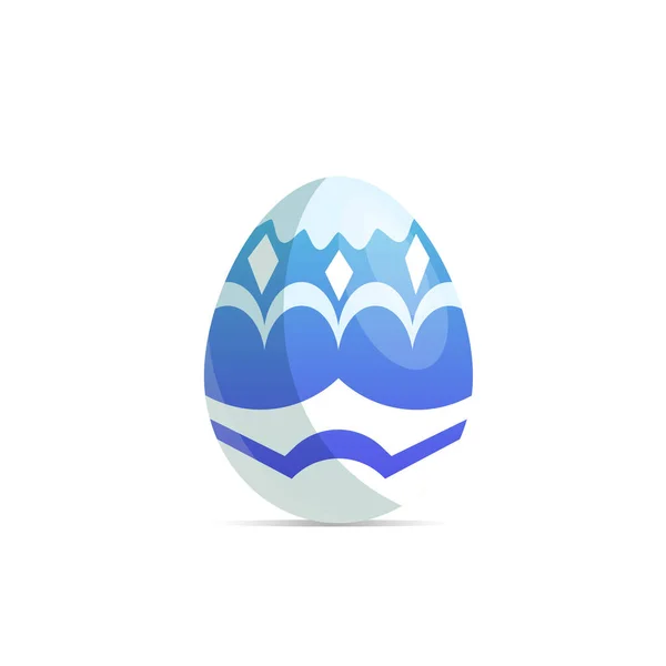 Frohe Ostern Osterei Mit Blauer Farbe Und Weißer Streifentextur Darauf — Stockvektor