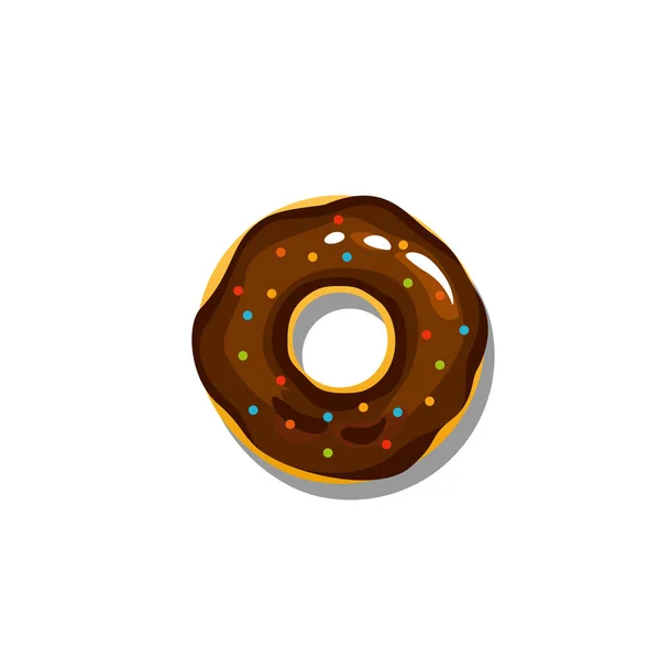 Шоколадные Пончики Красочными Посыпками Изолированы Белом Фоне Вид Пончики Глазури — стоковый вектор