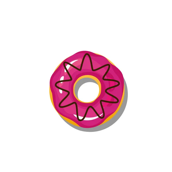 Розовые Глазури Пончики Красочной Шоколадной Полосой Изолированы Белом Фоне Вид — стоковый вектор