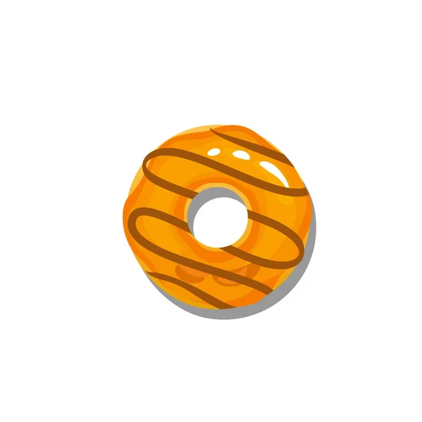 Orange Glaze Doughnuts Chocolate Strip Isolated White Background Top View — Stock Vector