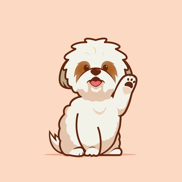 Cartoon Illustratie Van Shih Tzu Hond Schattig Pose Vector Illustratie — Stockvector