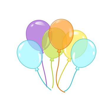 Beyaz arka planda izole edilmiş bir grup balon.