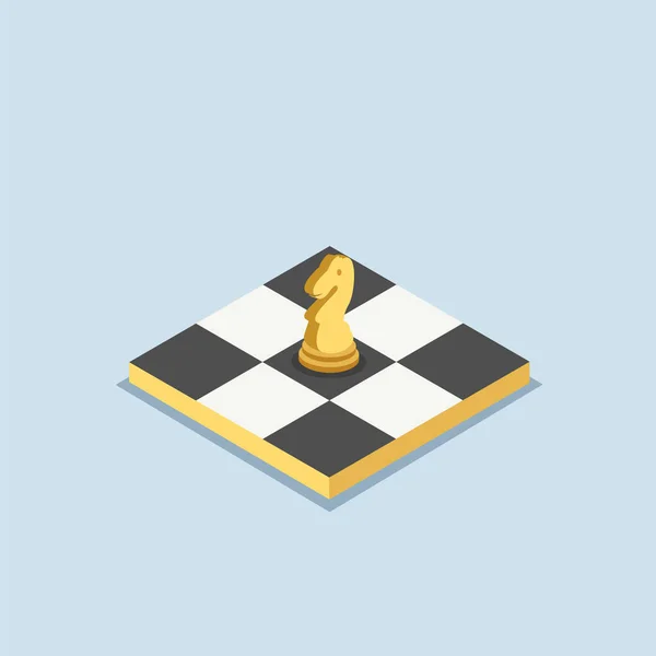 Einfaches Kleines Schachbrett Mit Ritterfiguren Der Mitte Des Brettes — Stockvektor