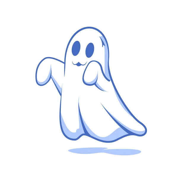 Vector Illustration Cute Halloween Ghost Isolated White Background — Stock Vector