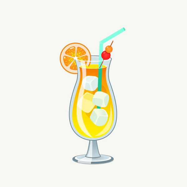 Tequila Sunrise Cocktail Isolated White Background — Stock Vector