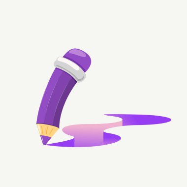 Renkli kalemle çizim yapmanın vektör konsepti. Beyaz bir arkaplanda izole edilmiş