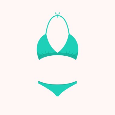 Yaz üçgeni üstteki plaj mayosu. Renkli mayo. Beyaz bir arka planda. Kadın plaj mayosu. Çizgi film tarzında vektör illüstrasyonu