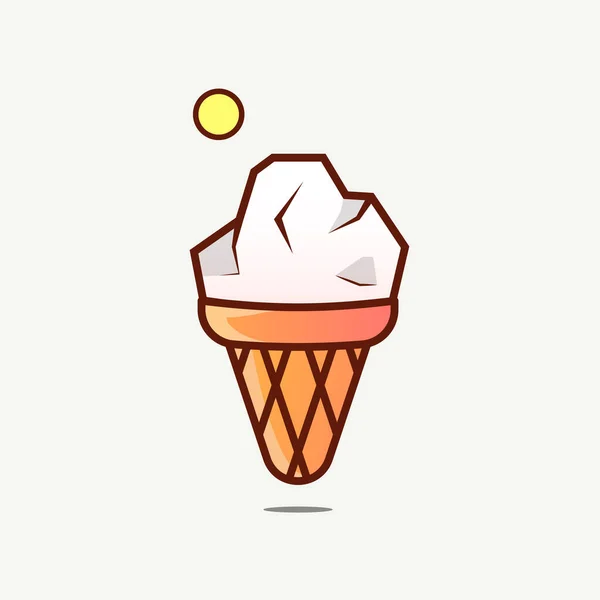 Concept Illustration Global Warming Iceberg Ice Cream Cone — Stock Vector