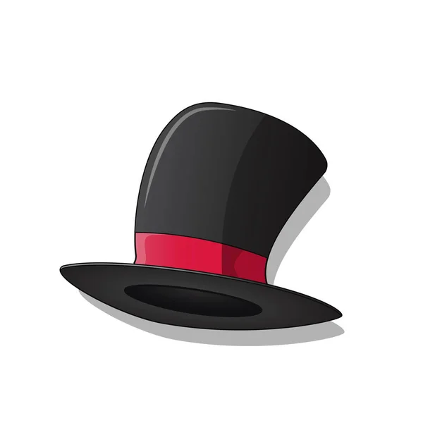 Magician Top Hat Gentleman Hat Cylinder Red Ribbon Masquerade Decor — Stock Vector