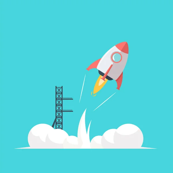 Rocket Launch Illustration Isolated Blue Background Vector Illustration Concept Business — Stock Vector