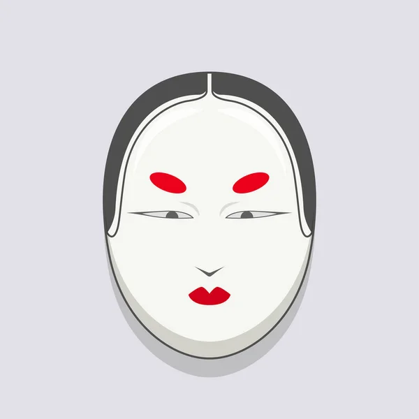Noh Mask Isolerad Ljus Bakgrund Vektor Illustration Japanska Festivalens Designelement Stockvektor