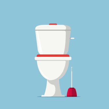 Tuvalet fırçalı kapalı klozetin vektör çizimi