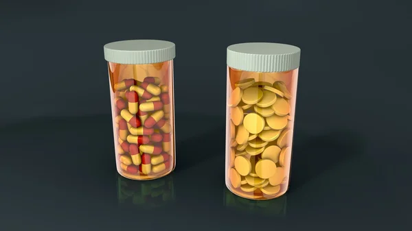 Pílulas médicas em recipientes — Fotografia de Stock