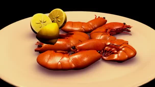 Crevettes au citron sur assiette — Video