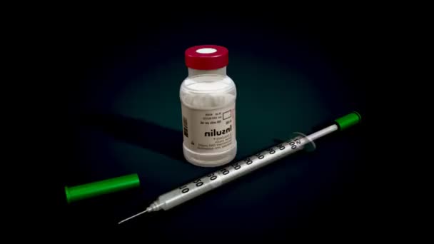 Insulin Bottle with syringe — Stock Video