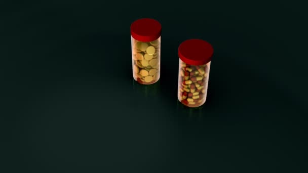 Лекарства, таблетки в контейнерах — стоковое видео