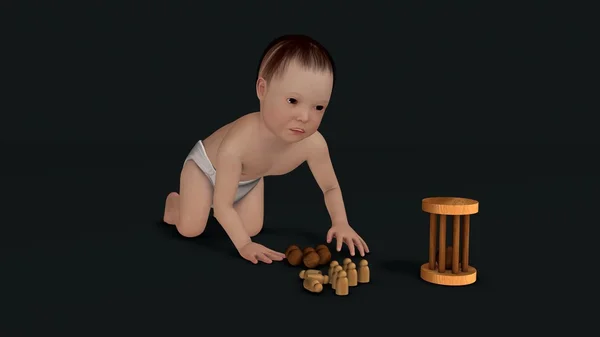 Brincadeira de bebê com brinquedos — Fotografia de Stock