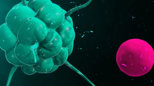 T 細胞とマクロファージのバインディング — ストック写真