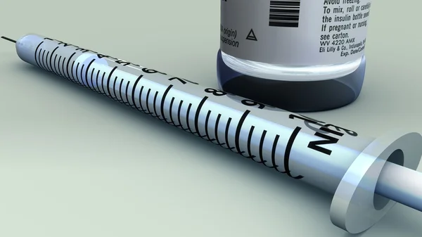 Flacon d'insuline avec seringue — Photo