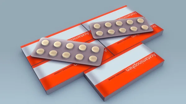 Paracetamol pillen strips — Stockfoto