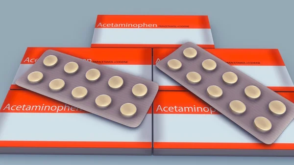 Pílulas de acetaminofeno tiras — Fotografia de Stock