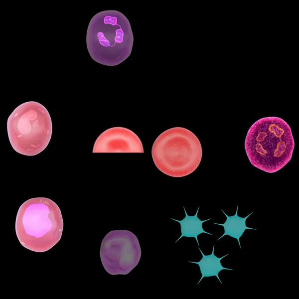 Krevních elementů na černém pozadí — Stock fotografie