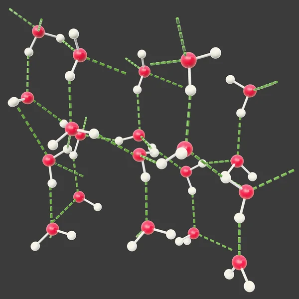 수소 결합 물 분자수소 결합 물 분자입니다. 회색 배경에 그림입니다. 화학 개념 — 스톡 사진
