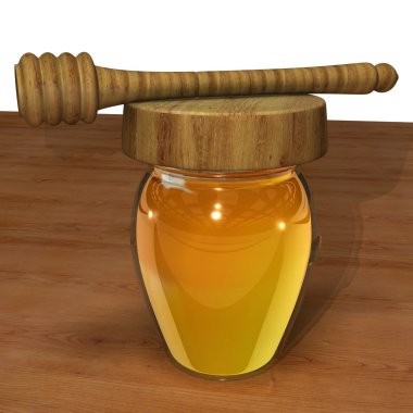 kepçe ile bal kavanozu