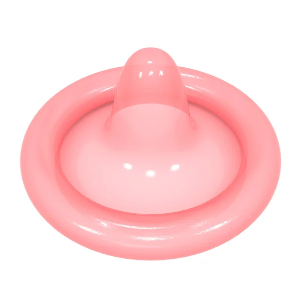 Roze condoom op wit — Stockfoto