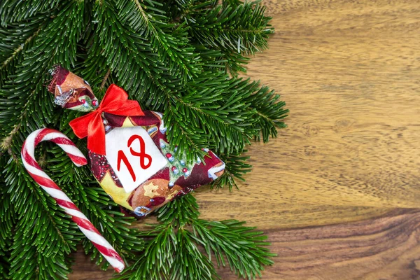 Candy Cane Christmas Bag Fir Tree Christmas Calendar — Stock Photo, Image