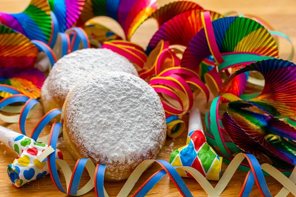 Frittelle Berliner Con Zucchero Velo Decorazioni Feste — Foto Stock