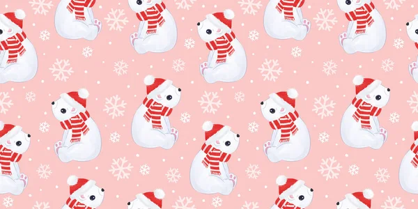 Cute Polar Bear Pattern Christmas Background Christmas Background Illustration — Stock Vector
