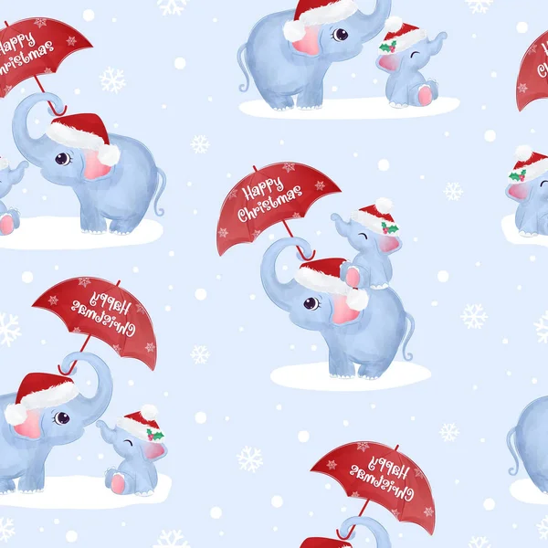 Lindo Patrón Elefante Para Fondo Navidad Navidad Fondo Ilustración — Vector de stock