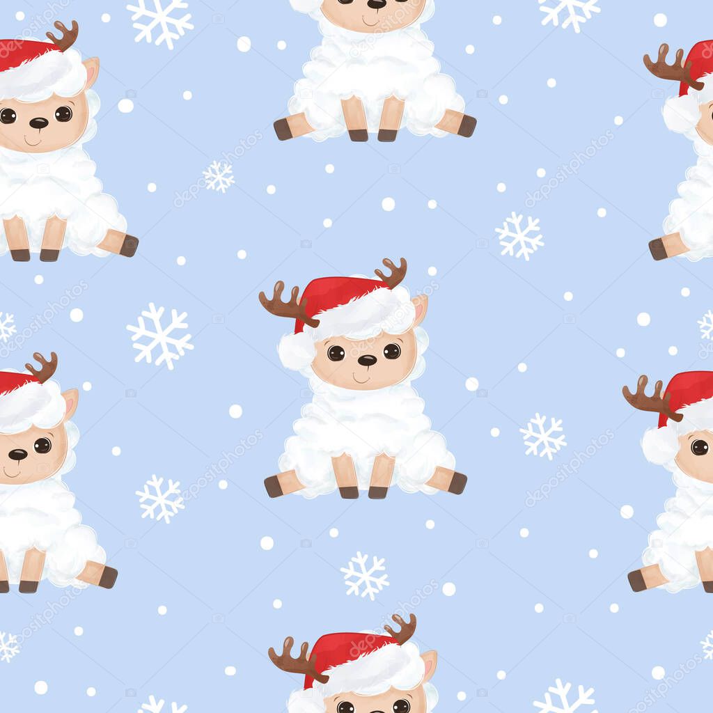 Cute lamb pattern for christmas background. Christmas background illustration