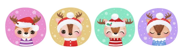 Natal Cartão Saudação Com Animais Bonitos Estilo Aquarela Natal Fundo —  Vetores de Stock