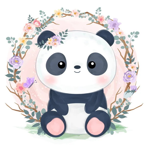 Aranyos Baba Panda Illusztráció — Stock Vector